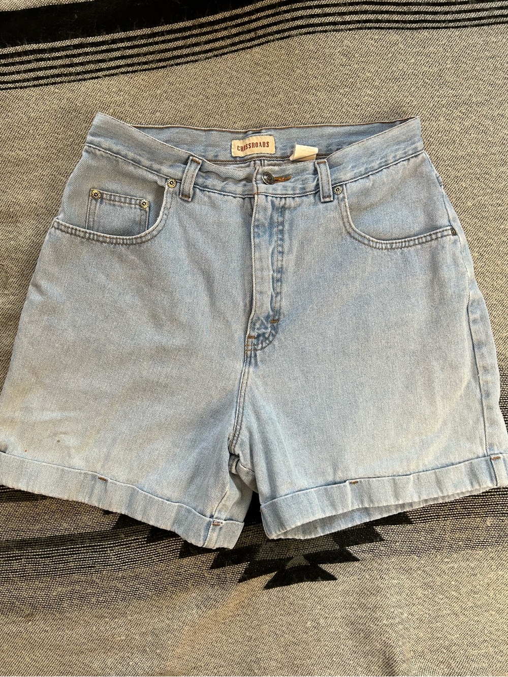 High-Waisted Distressed Denim Shorts